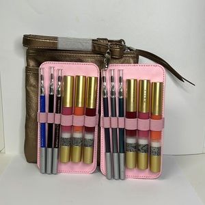 Mally Metallic Crossbody Bag with 6 lipgloss & 6 Eyeliner